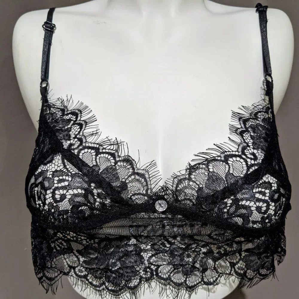 Night Escape Black Eyelash Bra Set - Picture 4 of 4